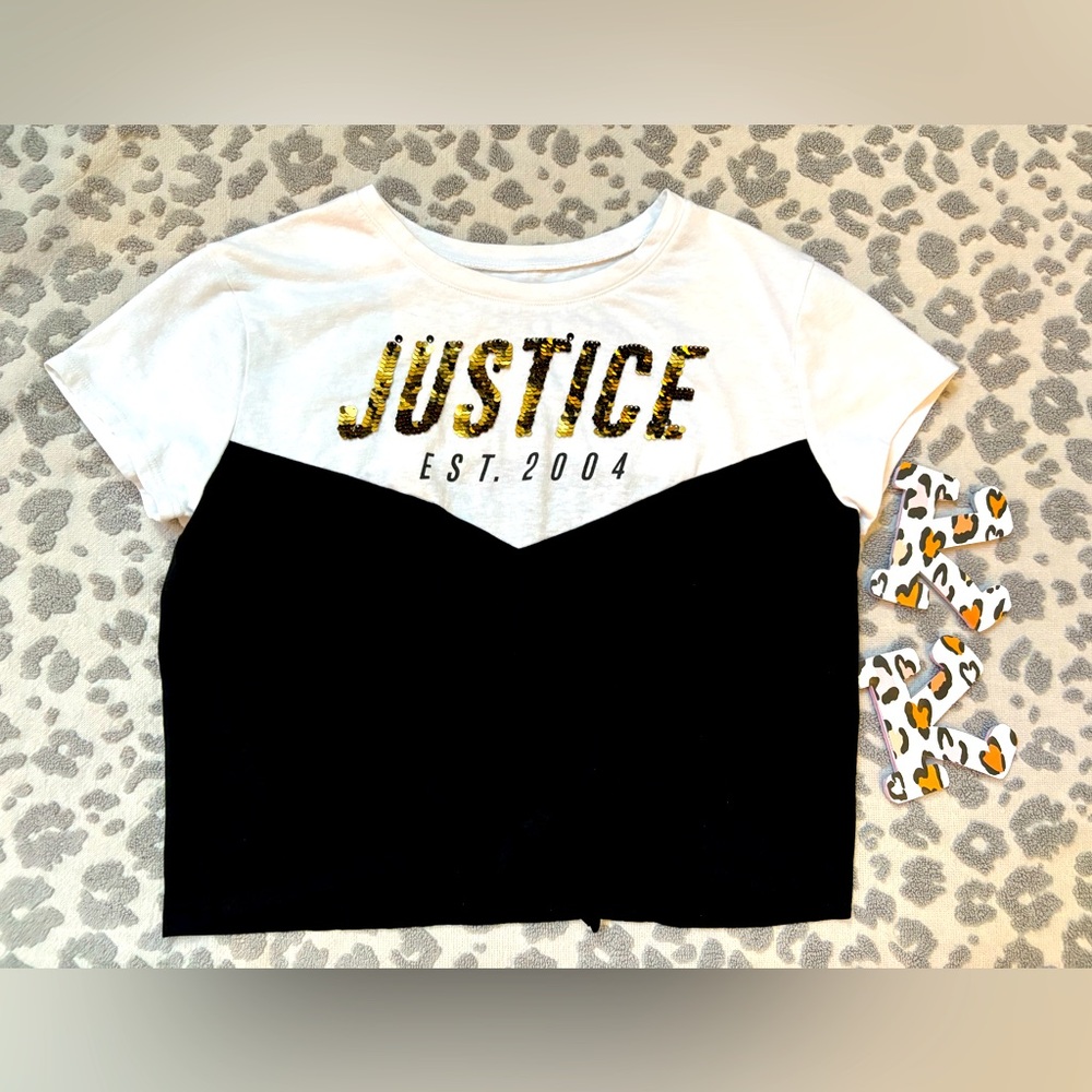 Justice Kids' Black and White Graphic Tee